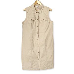 Northern Reflections Button Up Khaki Dress Granola Coastal Grandma Minimalist